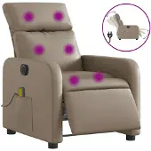 vidaXL Massagesessel Elektrisch Cappuccino-Braun Kunstleder