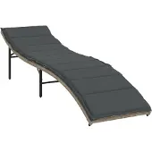 vidaXL Sonnenliege mit Kissen Hellgrau 55x199x50 cm Poly Rattan