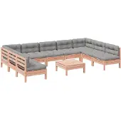 vidaXL 10-tlg. Garten-Sofagarnitur mit Kissen Massivholz Douglasie