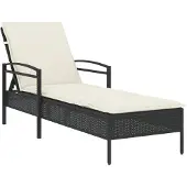 vidaXL Sonnenliege mit Auflage Schwarz 63x200x81 cm Poly Rattan