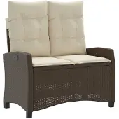 vidaXL Gartenbank Verstellbar mit Kissen Braun Poly Rattan