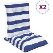 vidaXL Niedriglehner-Auflagen 2 Stk. Blau Weiß Gestreift Oxford-Gewebe