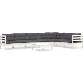 vidaXL 8-tlg. Garten-Lounge-Set mit Kissen Weiß Kiefer Massivholz