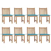 vidaXL Gartenstühle 8 Stk. mit Kissen Massivholz Teak