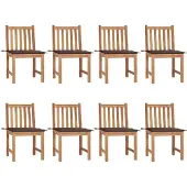 vidaXL Gartenstühle 8 Stk. mit Kissen Massivholz Teak