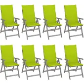 vidaXL Verstellbare Gartenstühle mit Auflagen 8 Stk. Grau Akazienholz