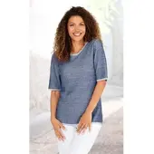 DW-Shop Baumwoll-Pullover in Melange blau in Größe 40/42 von , Blau, 40/42