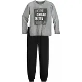 Le jogger Pyjama 2 tlg. langer Schlafanzug, bedruckt, Rundhals-Ausschnitt, aus Baumwolle