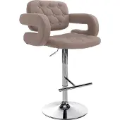 CLP Barhocker Dublin Stoff höhenverstellbar und drehbar | Farbe taupe Gestell Farbe chrom