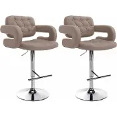 CLP 2er Set Barhocker Dublin Stoff höhenverstellbar und drehbar | Farbe taupe