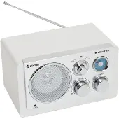 Ginza.se TR-63W Radio mit AUX-Eingang, UKW-Antenne, 1,5W RMS, Batterie-& Netzbetrieb, Weiß