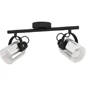 Eglo Deckenlampe Berregas, Spotbalken 2-flammig, Deckenstrahler mit Glas-Lampenschirmen, Spot Deckenleuchte aus Metall in Schwarz und Rauchglas, E27