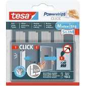 TESA Powerstrips CLICK - Klett-Klebepads - Bilder aufhängen ohne Bohren - Slim - 16x 2 Stück