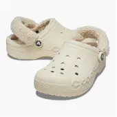 Crocs Baya gefütterte Fuzz Riemen Clogs Winter White