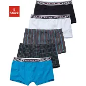 H.I.S. Boxer "Boxershorts für Jungen" Packung, 5 Stk. unifarben, gestreift, kariert, mit Logobund, Baumwollmischung