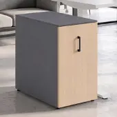 MCW Aktenschrank -Q27, Büroschrank Stahlschrank, Stützrad Staufächer, Metall 74x43x80cm ~ dunkelgrau, Holzfront