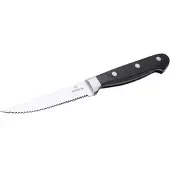 Contacto Steak-/Küchenmesser mit Wellenschliff, geschmiedete Klinge aus Klingenstahl X30Cr13, vernieteter und verschweißter Griff aus schwarzem