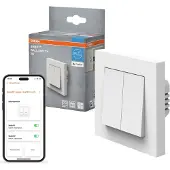 Osram SMART+ WiFi Zweifach-Wandschalter, 230 V, weiß, Matter, weiß / opal, Kunststoff, Smart Home Zubehör Schalter