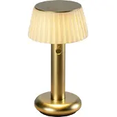 Konstsmide 7896-801 Grasse USB-LED-Tischleuchte | Gebürstetes Messing | Indoor | Outdoor | Kabellos | 2200K/2700K | Ca 8h Akkulaufzeit | 11x20x11 cm