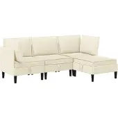 vidaXL Wohnzimmergarnitur 4 stk. Creme Stoff