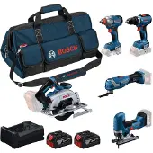Bosch Kit18v:gsr+gdx+gks+gop+gst+2x5.0+gal Elektrowerkzeug-set