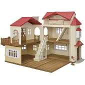 Sylvanian Families Einstöckiges Haus mit rotem Dach und Beleuchtung, neu
