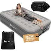 Juskys Luftmatratze Sapri L in Grau / Anthrazit - 2 Personen Luftbett selbstaufblasend mit Pumpe