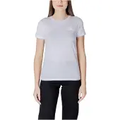 Armani Exchange für Damen. XW000831AF10356U0002 T-Shirt mit normaler Passform und weißem Icon-Patch (L), Lässig, Baumwolle, Kurzarm
