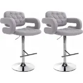 CLP 2er Set Barhocker Dublin Stoff höhenverstellbar und drehbar | Farbe grau