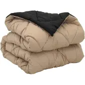 vidaXL Ganzjahresbettdecke Schwarz und Taupe 135 x 200 cm Mikrofaser