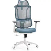 MyBuero Profi Bürostuhl ERGOMY W Ergonomischer Schreibtischstuhl mit Armlehnen (höhenverstellbar) Stoff / Netzstoff Blau Drehstuhl für Büro, Zuhause