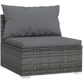 vidaXL 7-tlg. Garten-Lounge-Set mit Kissen Poly Rattan Grau