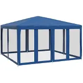 vidaXL Partyzelt mit 8 Mesh-Seitenteilen Blau 4x4 m HDPE