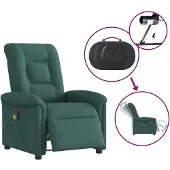 vidaXL Massagesessel Elektrisch Dunkelgrün Stoff