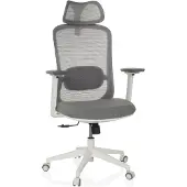 Hjh OFFICE Profi Bürostuhl MIKEO G Ergonomischer Schreibtischstuhl mit Armlehnen Stoff / Netzstoff Grau Drehstuhl für Büro, Zuhause