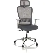 Hjh OFFICE Home Office Bürostuhl BELAIA W Schreibtischstuhl mit Armlehnen Stoff / Netzstoff Drehstuhl