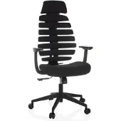 Hjh OFFICE Profi Bürostuhl ERGO LINE ECO Ergonomischer Schreibtischstuhl mit Armlehnen Stoff Schwarz Drehstuhl für Büro, Zuhause