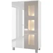 Vladon VITRINE Denjo Tür in Sandgrau Hochglanz