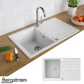 Bergström Spülbecken Weiß 76.5 x 46 cm mit Trockenplatz, Model 12321