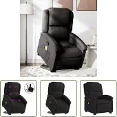 The Living Store Massagesessel mit Aufstehhilfe Schwarz Stoff