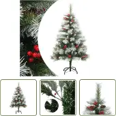 The Living Store Künstlicher Weihnachtsbaum Klappbar mit Zapfen & Beeren 150 cm