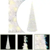 The Living Store Pop-Up-Weihnachtsbaum Künstlich 200 LEDs Weiß 210 cm