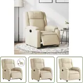 The Living Store Relaxsessel Elektrisch Creme Stoff