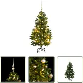 The Living Store Künstlicher Weihnachtsbaum Klappbar 150 LEDs & Kugeln 150 cm