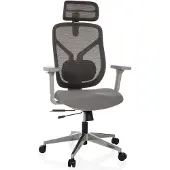 Hjh OFFICE High End Bürostuhl CASSILIS W Ergonomischer Schreibtischstuhl mit Armlehnen (höhenverstellbar) Stoff / Netzstoff Grau Drehstuhl für Büro, Zuhause
