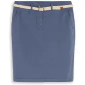 Tom Tailor Damen Chino-Rock mit Gürtel, blau, Uni, Gr. 34
