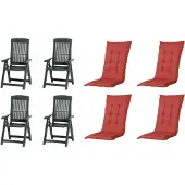 IPAE Progarden Progarden Klappsessel Tampa mit Auflage 4er Set grün / rot
