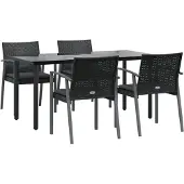 vidaXL 5-tlg. Garten-Essgruppe mit Kissen Poly Rattan und Stahl