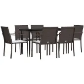 vidaXL 5-tlg. Garten-Essgruppe mit Kissen Poly Rattan und Stahl