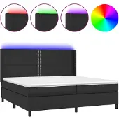 vidaXL Boxspringbett mit Matratze & LED Schwarz 200x200 cm Kunstleder